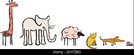 Ensemble animaux de dessin animé drôle Illustration de Vecteur