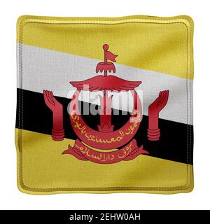Rendu 3d d'un drapeau du Brunei en vase clos, isolé sur fond blanc. Banque D'Images