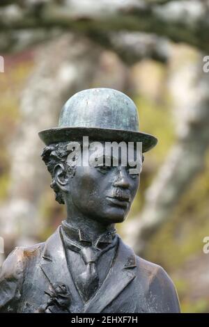 Vevey, Suisse, rive nord du lac Léman, fragment du monument de Charlie Chaplin Banque D'Images