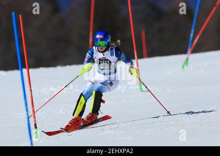 20 février 2021 ; Cortina d'Ampezzo, Italie ; FIS Alpine World ski Championships, Women's Slalom Mikaela Shiffrin (Etats-Unis) Banque D'Images