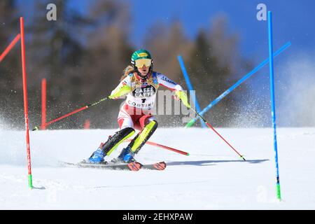 20 février 2021 ; Cortina d'Ampezzo, Italie ; FIS Alpine World ski Championships, Women's Slalom Katharina Liensberger (AUT) Banque D'Images