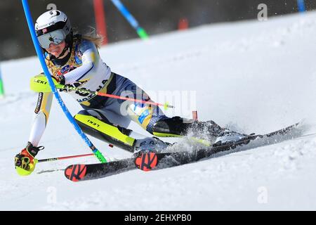 20 février 2021 ; Cortina d'Ampezzo, Italie ; FIS Alpine World ski Championships, Women's Slalom Wendy Holdener (SUI) Banque D'Images