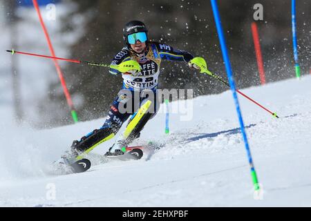 20 février 2021; Cortina d'Ampezzo, Italie; FIS Alpine World ski Championships, Women's Slalom, Sara Hector Banque D'Images