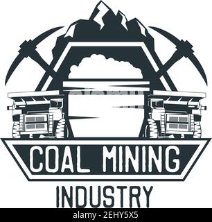illustration vectorielle de l'insigne d'exploitation minière du charbon Illustration de Vecteur