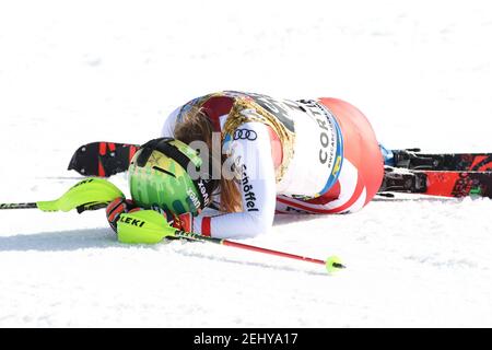 Cortina (BL, Italie. 20 février 2021. Cortina (BL), Italie, Druscie, 20 février 2021, Katharina Liensberger (Autriche) lors des Championnats du monde DE SKI alpin 2021 FIS - Slalom - femmes - course de ski alpin crédit: Luca Tedeschi/LPS/ZUMA Wire/Alamy Live News Banque D'Images