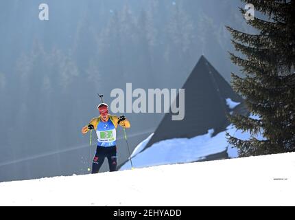 Pokljuka, Slovénie. 20 février 2021. Biathlon: Championnat du monde, relais 4 x 7.5 km, hommes. Rés romains d'Allemagne en action. Credit: Sven Hoppe/dpa/Alay Live News Banque D'Images