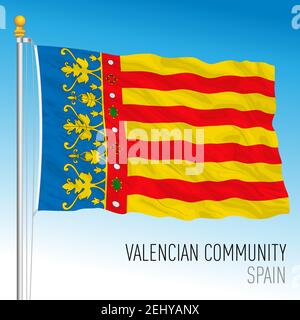 Drapeau régional de la Communauté Valencienne, communauté autonome d'Espagne, Union européenne, illustration vectorielle Illustration de Vecteur