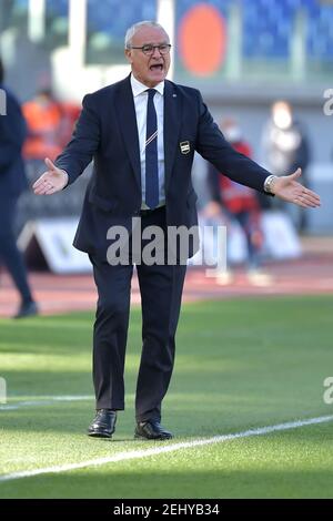 Rome, Italie. 20 février 2021. Claudio Ranieri entraîneur de l'UC Sampdoria réagit pendant la série UN match de football entre SS Lazio et UC Sampdoria au stade Olimpico à Roma (Italie), le 20 février 2021. Photo Antonietta Baldassarre/Insidefoto Credit: Insidefoto srl/Alay Live News Banque D'Images