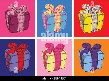 Boîte cadeau Illustration vectorielle style Pop Art. Illustration de Vecteur