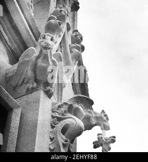 Des créatures en pierre de type gargouille sur le mur arrière de l'université Wilkes, Weckesser Hall, Wilkes barre, Pennsylvanie. ÉTATS-UNIS. Banque D'Images