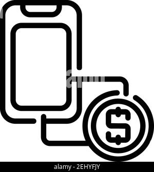 Icône de paiement TV interactif. Contour de l'icône de vecteur de paiement TV interactif pour la conception Web isolée sur fond blanc Illustration de Vecteur