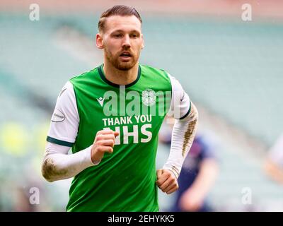 Easter Road, Édimbourg, Royaume-Uni. 20 février 2021. Scottish Premiership football, Hibernian versus Hamilton Academic; Martin Boyle de Hibernian Credit: Action plus Sports/Alay Live News Banque D'Images