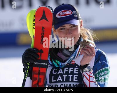 2/20/2021 - SHIFFRIN Mikaela (USA) Bronz Médaille Crédits: Pendant 2021 FIS Championnat du monde ALPIN DE SKI - Slalom - femmes, course de ski alpin à Cortina (BL), Italie, février 20 2021 (photo par IPA/Sipa USA) Banque D'Images