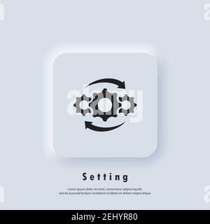 Paramètres du compte. Icône d'engrenage. Icônes de réglage des rapports. Logo roue dentée. Vecteur EPS 10. Icône IU. Bouton Web blanc de l'interface utilisateur Neumorphic UI UX. Neumorphisme Illustration de Vecteur