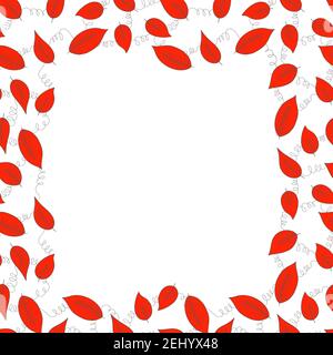 Cadre fleuri avec branches exotiques colorées sur fond blanc. Bordure ornée de feuilles tropiques. Illustration vectorielle pour papier peint, affiches Illustration de Vecteur
