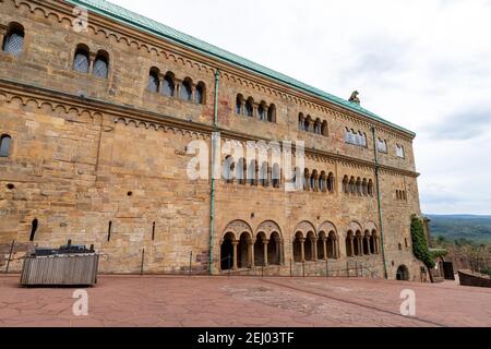 Cour du château de Wartburg Château près d'Eisenach, Thuringe Banque D'Images