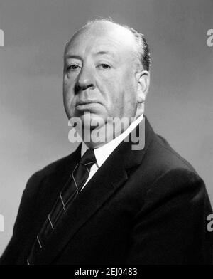 Alfred Hitchcock. Portrait du réalisateur anglais, Sir Alfred Joseph Hitchcock (1899-1980), réalisation de publicité en studio Banque D'Images