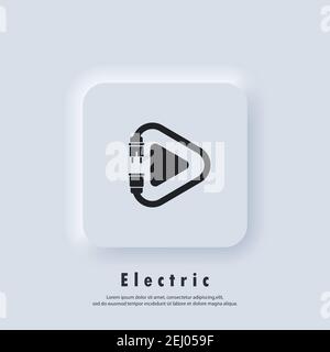 Icône de lecture électrique. Bouchon. Cordon d'alimentation. Icônes de technologie. Vecteur EPS 10. Icône IU. Bouton Web blanc de l'interface utilisateur Neumorphic UI UX. Neumorphisme Illustration de Vecteur