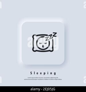 Icône Veille. Oreiller. Sommeil. Une image d'une personne ayant un sommeil de rêve dans le lit sur un oreiller avec un certain son de sommeil. Repos, relaxation, restauration Illustration de Vecteur