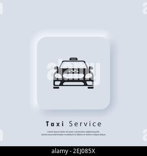 Icône taxi. Service de taxi. Logo taxi. Voiture, véhicule, conducteur. Vecteur. Icône IU. Bouton Web blanc de l'interface utilisateur Neumorphic UI UX. Neumorphisme Illustration de Vecteur