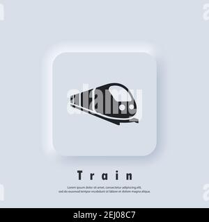 Icône train. Trajet. Concept de voyage. Vecteur. Icône IU. Bouton Web blanc de l'interface utilisateur Neumorphic UI UX. Neumorphisme Illustration de Vecteur