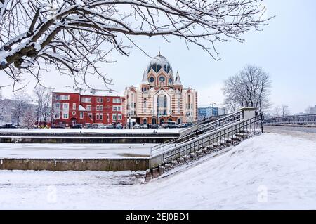 Kaliningrad, Russie, 29 janvier 2021. La nouvelle synagogue libérale. Maison de prière pour la communauté juive de Kaliningrad. Auteur Cremer Wolffenstein. Banque D'Images