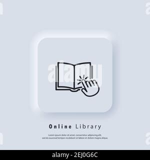 Bibliothèque numérique électronique. Concept d'éducation sur Internet, ressources d'e-learning, cours en ligne à distance. Vecteur. Icône IU. Interface utilisateur Neumorphic UX blanc int Illustration de Vecteur