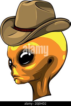 tête extraterrestre avec motif d'illustration de type chapeau Illustration de Vecteur