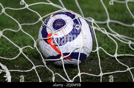 Gros plan sur le ballon Nike Flight Match avant le match de la Premier League à Craven Cottage, Londres. Date de la photo: Samedi 20 février 2021. Banque D'Images