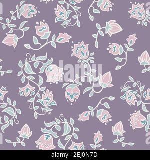 Motif vectoriel sans couture de fleurs et de feuilles de rose. Illustration de Vecteur