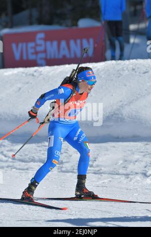 Pokljuka, Slovénie. 20 février 2021. Pokljuka, Slovénie, circuit de biathlon, 20 février 2021, WIERER Dorothea - Italie lors des Championnats du monde de l'IBU Biathlon - femmes 4x6km Relais - Biathlon crédit: Marco Todaro/LPS/ZUMA Wire/Alamy Live News Banque D'Images