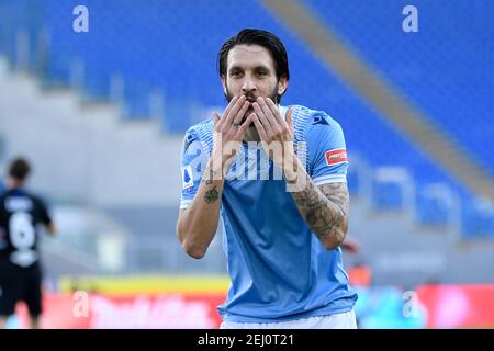 Luis Alberto de SS Lazio célèbre après avoir obtenu un but lors de la Ligue italienne de championnat de football UN match de 2020/2021 entre SS Lazio et UC Sampdoria au stade Olimpic de Rome.(score final; SS Lazio 1:0 UC Sampdoria) Banque D'Images