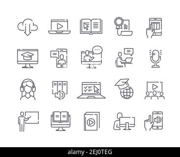 Collection d'e-learning en noir et blanc Illustration de Vecteur