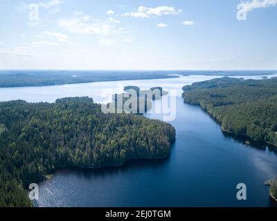 Vue aérienne du lac Pihlajavesi, Finlande Banque D'Images