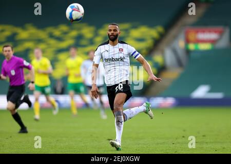 20 février 2021 ; Carrow Road, Norwich, Norfolk, Angleterre, Championnat de football de la Ligue anglaise de football, Norwich versus Rotherham United; Michael Ihiekwe de Rotherham United Banque D'Images