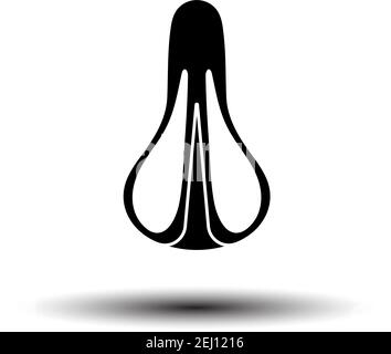 Vue de dessus de l'icône de siège de vélo. Noir sur fond blanc avec ombre. Illustration vectorielle. Illustration de Vecteur
