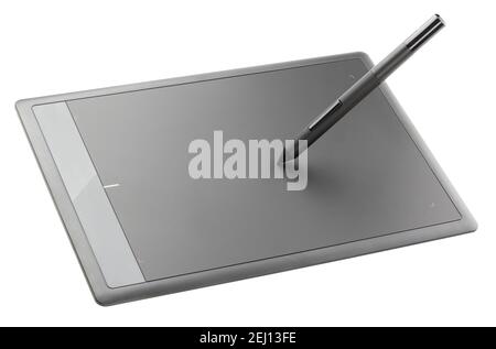 Tablette graphique moderne isolée sur fond blanc Banque D'Images