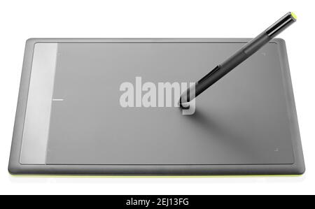 Tablette graphique moderne isolée sur fond blanc Banque D'Images