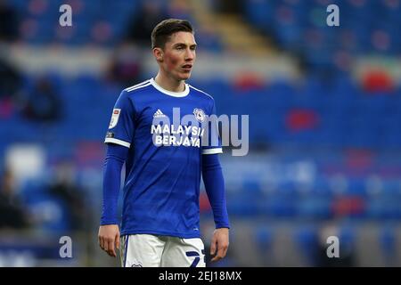 Cardiff, Royaume-Uni. 20 février 2021. Harry Wilson de Cardiff City regarde. Match de championnat EFL Skybet, Cardiff City et Preston North End au Cardiff City Stadium de Cardiff, pays de Galles, le samedi 20 février 2021. Cette image ne peut être utilisée qu'à des fins éditoriales. Utilisation éditoriale uniquement, licence requise pour une utilisation commerciale. Aucune utilisation dans les Paris, les jeux ou les publications d'un seul club/ligue/joueur. photo par Andrew Orchard/Andrew Orchard sports Photography/Alamy Live News crédit: Andrew Orchard sports Photography/Alamy Live News Banque D'Images