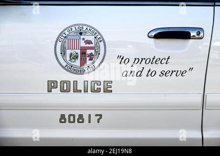 Henstridge, Somerset, Royaume-Uni - août 24 2019 : voiture de police américaine de la ville de Los Angeles Banque D'Images
