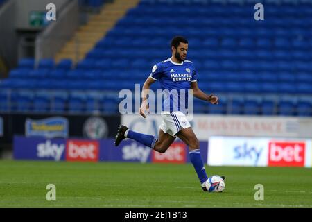 Cardiff, Royaume-Uni. 20 février 2021. Curtis Nelson de Cardiff City en action. Match de championnat EFL Skybet, Cardiff City et Preston North End au Cardiff City Stadium de Cardiff, pays de Galles, le samedi 20 février 2021. Cette image ne peut être utilisée qu'à des fins éditoriales. Utilisation éditoriale uniquement, licence requise pour une utilisation commerciale. Aucune utilisation dans les Paris, les jeux ou les publications d'un seul club/ligue/joueur. photo par Andrew Orchard/Andrew Orchard sports Photography/Alamy Live News crédit: Andrew Orchard sports Photography/Alamy Live News Banque D'Images