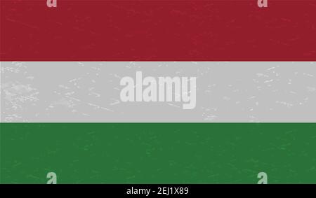 Drapeau de Hongrie. Grassez le pinceau avec le drapeau hongrois isolé sur le gris. Mise en plan aquarelle de style et texture de grunge.Illustration vectorielle. Illustration de Vecteur