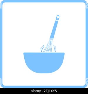 Mélange de la corolle dans l'icône du bol. Design Blue Frame. Illustration vectorielle. Illustration de Vecteur