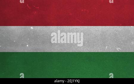 Drapeau de Hongrie. Grassez le pinceau avec le drapeau hongrois isolé sur le gris. Mise en plan aquarelle de style et texture de grunge.Illustration vectorielle. Illustration de Vecteur