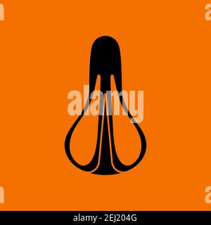 Vue de dessus de l'icône de siège de vélo. Noir sur fond orange. Illustration vectorielle. Illustration de Vecteur