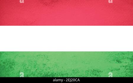 Drapeau de Hongrie. Grassez le pinceau avec le drapeau hongrois isolé sur le gris. Mise en plan aquarelle de style et texture de grunge.Illustration vectorielle. Illustration de Vecteur