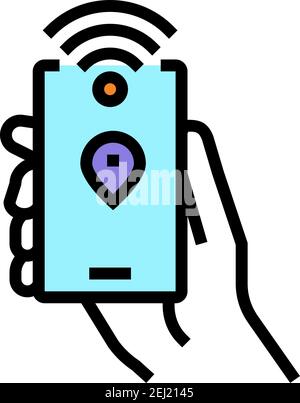 illustration vectorielle d'icône en couleur pour smartphone avec technologie nfc rfid Illustration de Vecteur