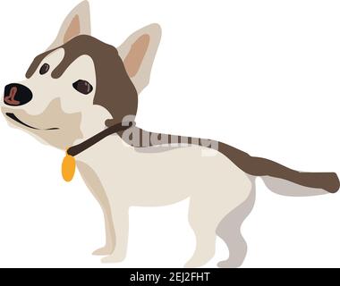 petit husky sibérien belle image avec une grande tête Illustration de Vecteur