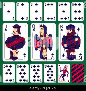 Jeu de cartes de jeu de poker jeu de cartes de combinaison plus carte de jeu de retour illustration vectorielle isolée sur fond vert Illustration de Vecteur