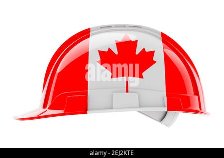 Casque avec drapeau canadien, rendu 3D isolé sur fond blanc Banque D'Images